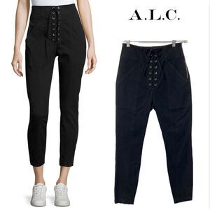 A.L.C. NWT Women's Black High Waist Lace Up Ankle Pants Size 4